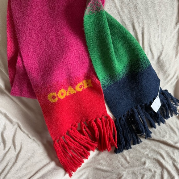 Coach wool Colorblocked Ombré Knit Scarf - Picture 8 of 11